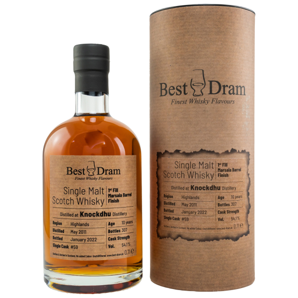 Knockdhu 2011/2022 - 10 Jahre - 1st Fill Marsala Barrel - Best Dram, 54,1%vol., 0,7 ltr.
